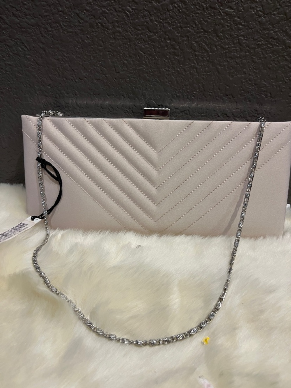 Kate landry Elegant Chevron Quilted Chain Clutch -sateen